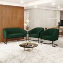 Ver imagem 2 de Sofá Namoradeira e 2 Poltronas Industrial Pto Stella Bouclê Verde D03 - D'Rossi