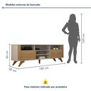Ver mais imagens de Rack Bancada 2 Portas Pés Madeira Maciça Mariana - Off White/Cinamomo