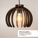Ver imagem 3 de Luminária Lustre Pendente Vazado Aletado Mdf Madeira Rustico Cor:café