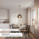 Ver imagem 4 de Luminária Lustre Pendente Vazado Aletado Mdf Madeira Rustico Cor:café