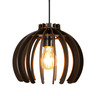 Luminária Lustre Pendente Vazado Aletado Mdf Madeira Rustico Cor:café - 1