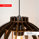 Ver imagem 2 de Luminária Lustre Pendente Vazado Aletado Mdf Madeira Rustico Cor:café