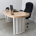 Ver mais imagens de Conjunto Mesa Balcão Tamburato com Gavetas Organic Marrom/Carvalho/Branco Artany