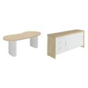 Ver imagem 2 de Conjunto Mesa Balcão Tamburato com Gavetas Organic Marrom/Carvalho/Branco Artany