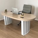Ver imagem 5 de Conjunto Mesa Balcão Tamburato com Gavetas Organic Marrom/Carvalho/Branco Artany