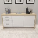 Ver imagem 6 de Conjunto Mesa Balcão Tamburato com Gavetas Organic Marrom/Carvalho/Branco Artany