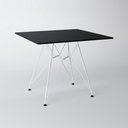 Ver imagem 1 de Mesa Eiffel Quadrada 90cm Tampo De Madeira Preto Com Base De Ferro Branco
