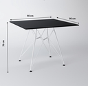 Ver imagem 2 de Mesa Eiffel Quadrada 90cm Tampo De Madeira Preto Com Base De Ferro Branco