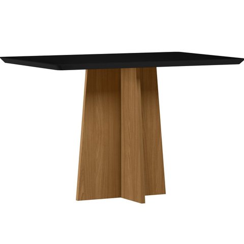 Mesa para Sala de Jantar Tampo MDF e Vidro 120x80cm Linha Moderno New Ceval Marrom/Ype/Preto
