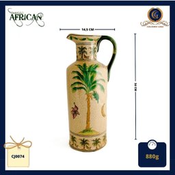 Jarro de Cerâmica Craquelê com Pintura Tropical - Sirva com Elegância e Decore com Charme - 2
