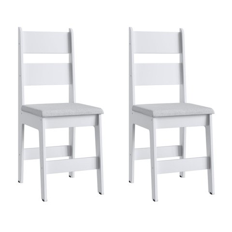 Duas Cadeiras para Sala de Jantar MDF Milano Branco