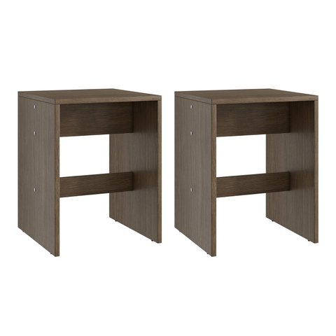 Duas Banquetas Baixas em MDP 35x35cm Marrom/Ameixa Negra