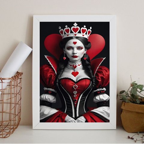 Quadro Decorativo Arquétipo Rainha Copas 24x18cm - com Vidro:madeira Preta