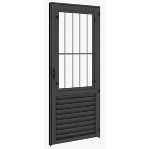 Porta Social / Postigo 2,10x0,90 Alumínio Preto Direita