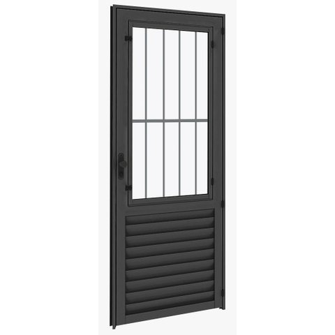 Porta Social / Postigo 2,10x0,90 Alumínio Preto Direita