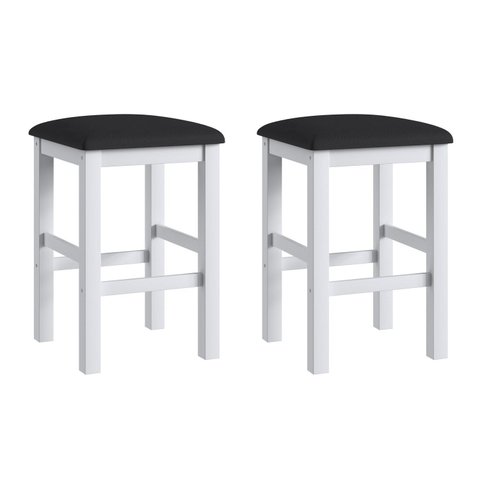 Duas Banquetas Estofadas em Madeira Maciça Branco