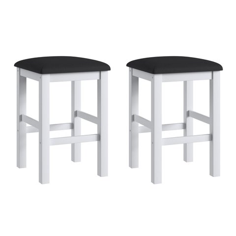 Duas Banquetas Estofadas em Madeira Maciça