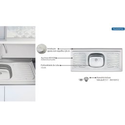 Pia de Apoio New Raggi 40 Aço Inox Pré Polido 120x52cm - Tramontina 93041/527 - 3