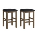Ver imagem 1 de Duas Banquetas Estofadas em Madeira Maciça Marrom/Ameixa Negra