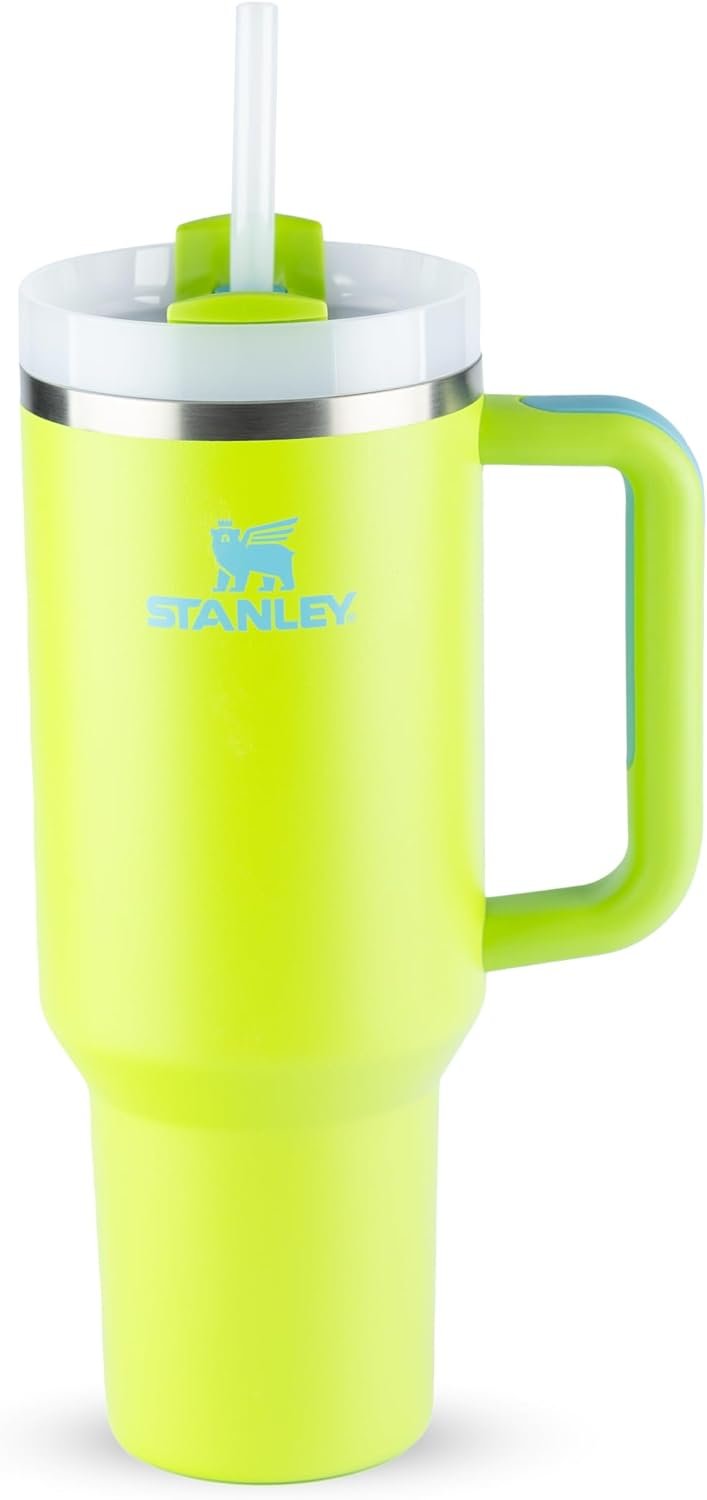 Copo Térmico Stanley Quencher Tumbler 887ml Canudo Garrafa:verde-limão