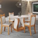 Ver imagem 1 de Mesa de Jantar Retangular Meiry 1,20x80 com 4 Cadeiras Dalas Yescasa Bege/Mel/Blonde/Marfim