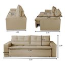 Ver imagem 3 de Sofá Retrátil e Reclinável 2 Lugares com Molas 1,50m Veneza Suede Bege Mirra Decor