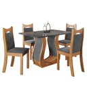 Ver imagem 2 de Mesa de Jantar Retangular Meiry 1,20x80 com 4 Cadeiras Dalas Yescasa Cinza/Mel/Brilho/Grafite