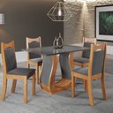 Ver imagem 1 de Mesa de Jantar Retangular Meiry 1,20x80 com 4 Cadeiras Dalas Yescasa Cinza/Mel/Brilho/Grafite