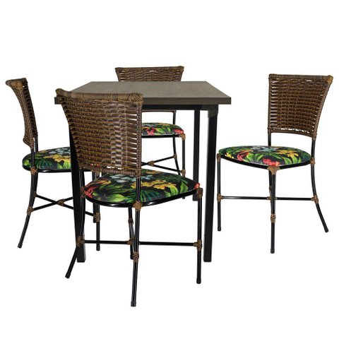 Mesa De Quatro Cadeira Gramado Argila Jogo De Jardim
