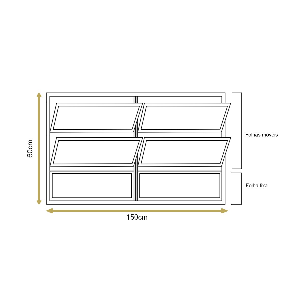 Vitro Basculante 2 Seções Brilhante 60x150 Linha Esmeralda Vidro Liso - 4