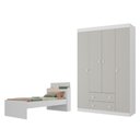 Ver imagem 1 de Jogo de Quarto com Cama Solteiro e Guarda-Roupa 4 Portas 2 Gavetas Lira Multimóveis MP4838 Branco/