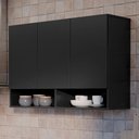 Ver imagem 2 de Armário de Cozinha Aéreo 3 Portas 2 Nichos 91cm Milão Preto - Ej Móveis