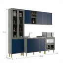 Ver imagem 3 de Cozinha Compacta Modulada com Vidro 10 Portas 5 Gavetas Domus Espresso Móveis Azul/Silver/Royal