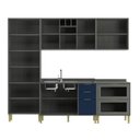 Ver imagem 5 de Cozinha Compacta Modulada com Vidro 10 Portas 5 Gavetas Domus Espresso Móveis Azul/Silver/Royal