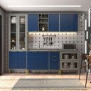 Ver imagem 1 de Cozinha Compacta Modulada com Vidro 10 Portas 5 Gavetas Domus Espresso Móveis Azul/Silver/Royal