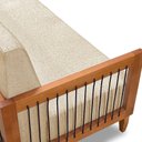 Ver imagem 6 de Kit Poltrona e Sofá Living 2 Lugares Marilia 1,60m Linho Dourado Base em Madeira Castanho - Pallazio