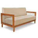 Ver imagem 4 de Kit Poltrona e Sofá Living 2 Lugares Marilia 1,60m Linho Dourado Base em Madeira Castanho - Pallazio