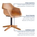 Ver imagem 5 de Cadeira Giratória com Base em Aço e Pés em Madeira Maciça Lodelô