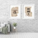 Ver imagem 1 de Kit 2 Quadros Grandes Cantinho Café - 60x48cm:madeira Branca