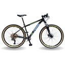 Ver imagem 1 de BICICLETA 29 PUMABIKE 12V ABSOLUTE, FREIO HID, PDV ALUM, SUSP TRAVA GUIDÃO, PRETO VERDE E AZUL, 17