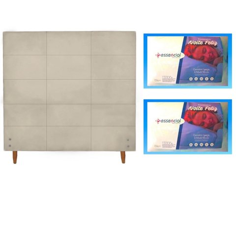 Cabeceira Anita 1.40 para cama casal suede bege(Compre e leve 2 travesseiros fibra siliconada)