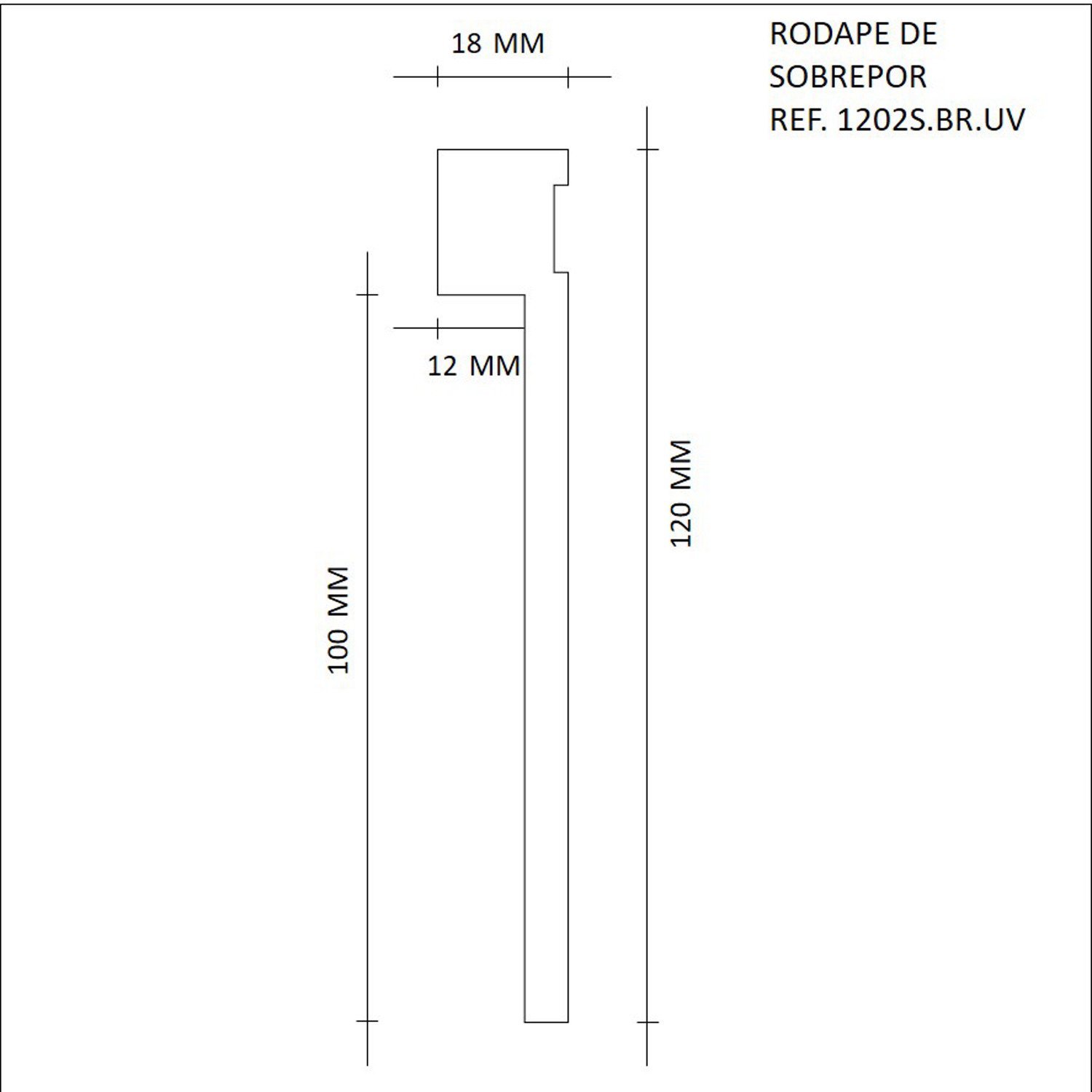 Rodapé de Mdf 12cm X 18mm X 2,40m Barra de Sobrepor com Friso 1202 - 3
