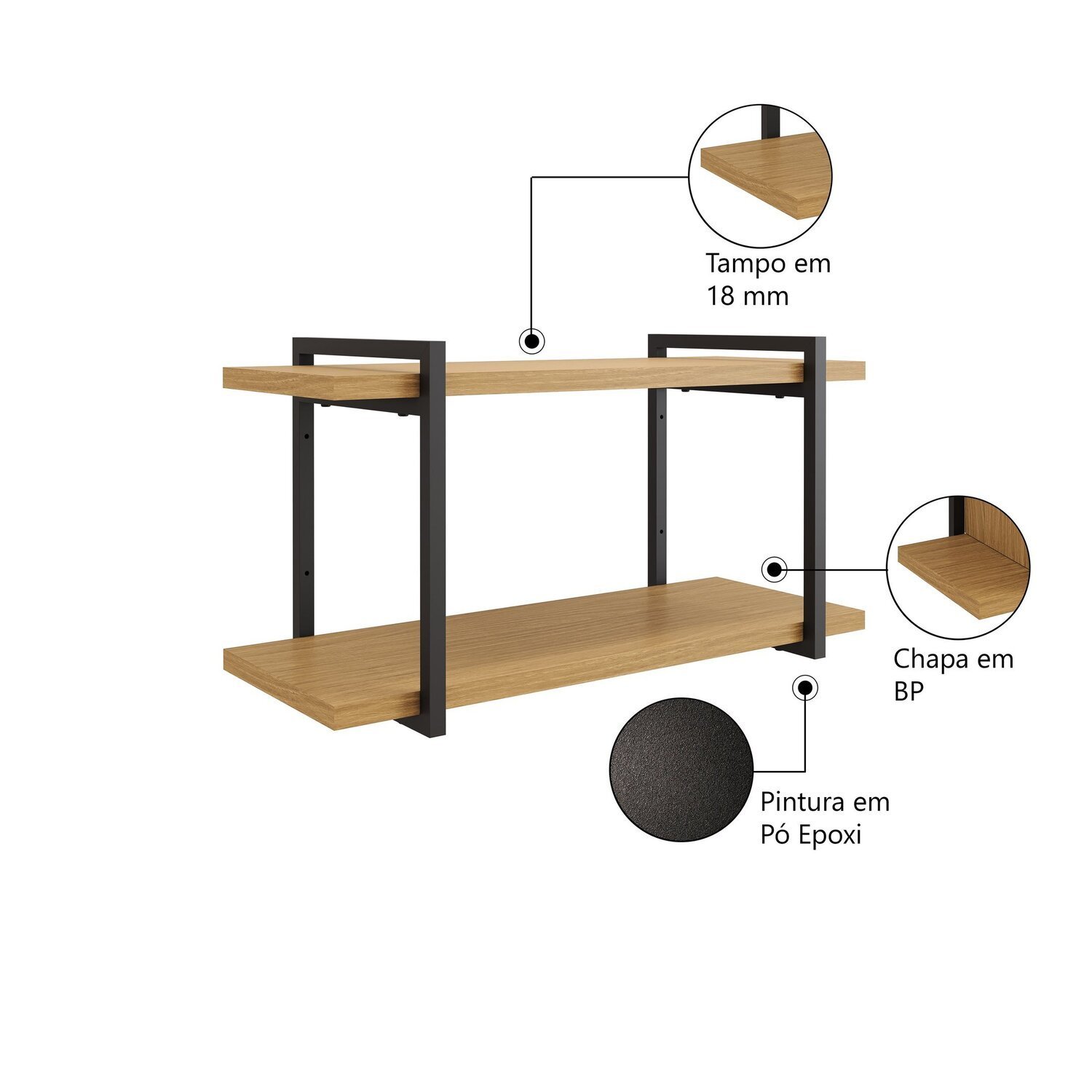 Cozinha Modulada 5 Peças Balcão 120cm, Balcão 80cm, 3 Nichos Aéreo Iron Espresso Móveis - 17