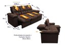 Ver imagem 3 de Sofá Retrátil Reclinável Atenas 2,30m Suede Velut Marrom c/ Molas no Assento - King House