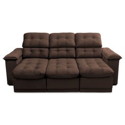 Sofá Retrátil Reclinável Atenas 2,30m Suede Velut Marrom c/ Molas no Assento - King House - 5