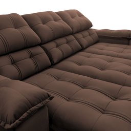 Sofá Retrátil Reclinável Atenas 2,30m Suede Velut Marrom c/ Molas no Assento - King House - 8