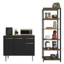 Ver imagem 6 de Kit Cozinha Balcão Gabinete 3 Portas 1 gaveta e Armário Cozinha Despensa 5 Prateleiras Preto