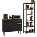 Ver imagem 3 de Kit Cozinha Balcão Gabinete 3 Portas 1 gaveta e Armário Cozinha Despensa 5 Prateleiras Preto