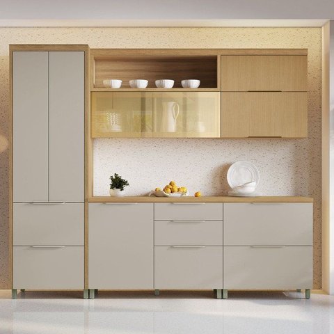 Cozinha Marquesa 5 Peças 7 Portas Reflecta 100% MDF Bege/Nature Greige
