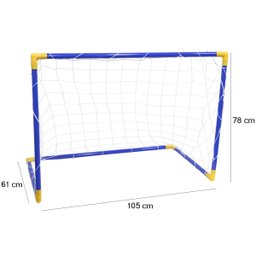 2 Golzinho de Futebol Mini Trave Gol Infantil com Rede Plástico Desmontável 105x78 Importway - 3
